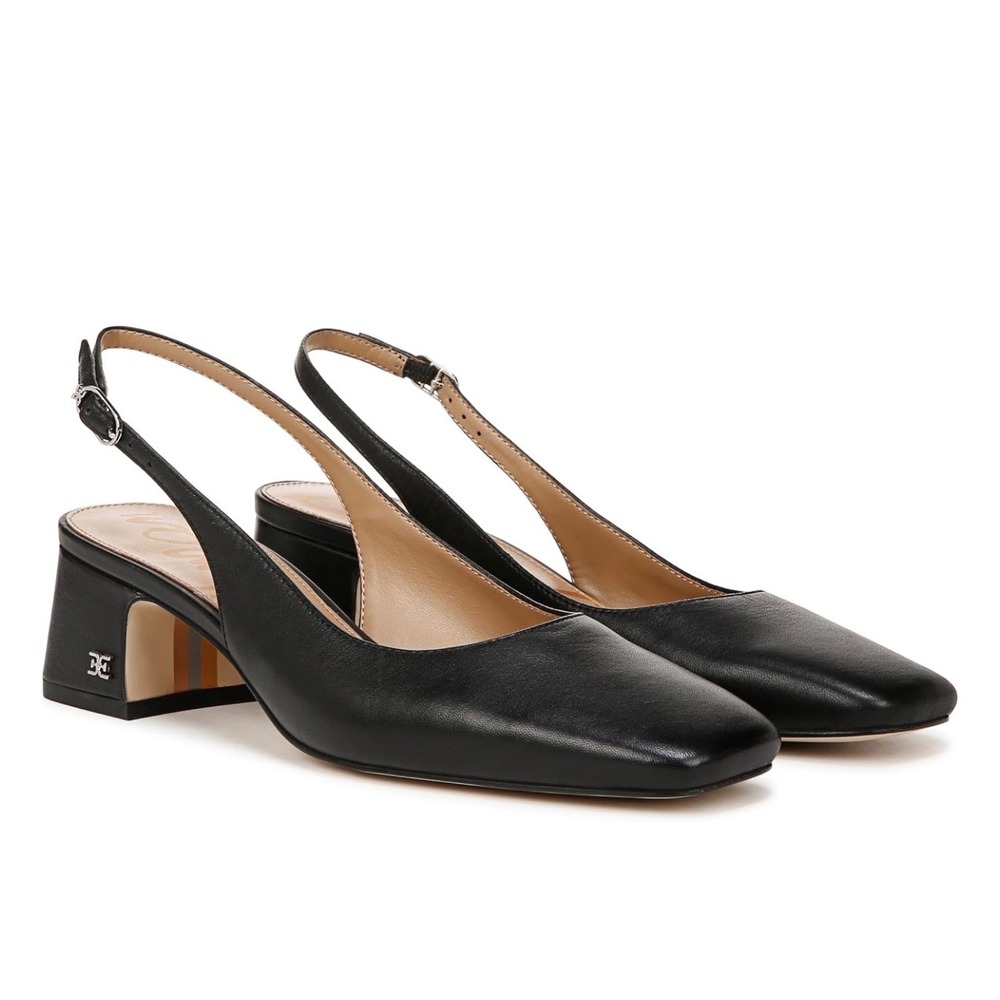 Sam Edelman Black Leather Slingback Block Heels